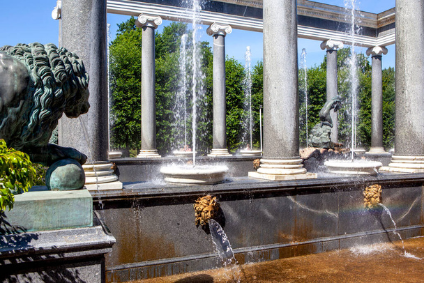 Fountain Lion Cascade. Petrodvorets. Peterhofe. Petrohrad. Datum natočení 18. července 2020 - Fotografie, Obrázek