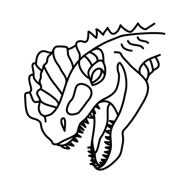 Dilophosaurus Icon. Doodle dibujado a mano o negro esbozo estilo icono - Vector, Imagen