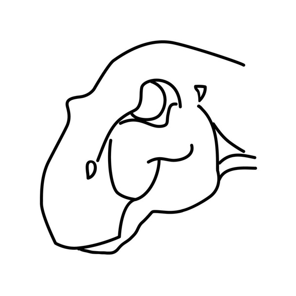 Icono de Iguanodon. Doodle dibujado a mano o negro esbozo estilo icono - Vector, imagen