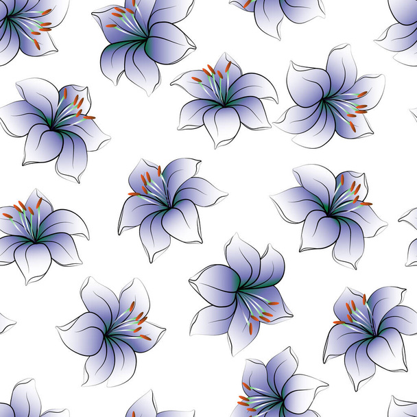  Color seamless pattern with the image of a Lily flower. Decor for decoration of textiles or Wallpaper. - ベクター画像
