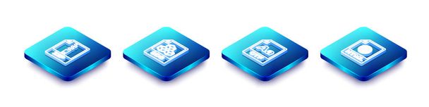 Set Isometric line ZIP file document, 3DS, OTF and HTML icon. Vector. - Vector, Image