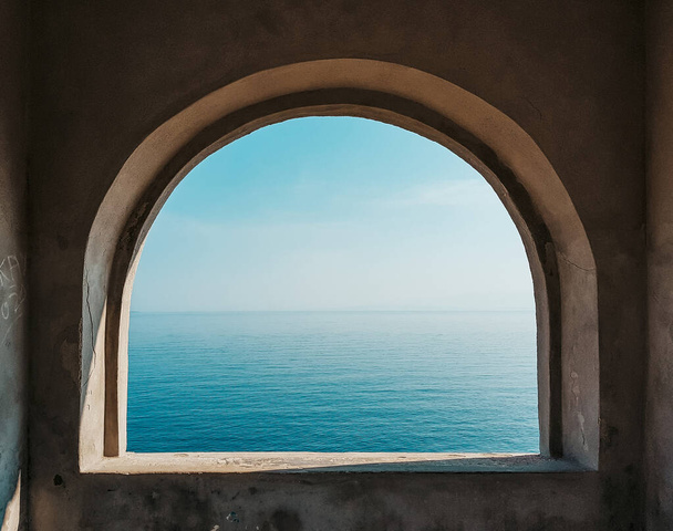 A closeup shot of an arch with sea view - Фото, зображення