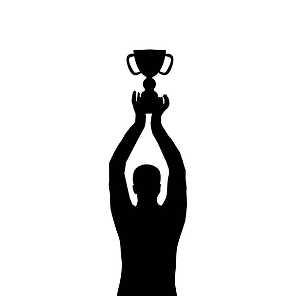 Man silhouet met een kampioenschap trofee - Vector, afbeelding