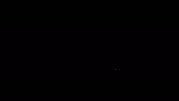 Ligne blanche Hanger icône de garde-robe isolé sur fond noir. Icône vestiaire. Symbole de service vestimentaire. Panneau du cintre à linge. Animation graphique de mouvement vidéo 4K - Séquence, vidéo