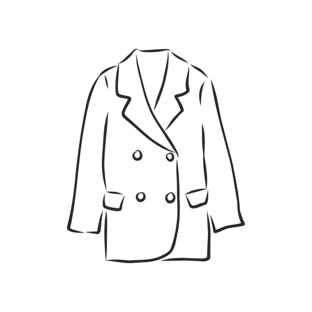 Γυναικείο παλτό, σκετς από διαμέρισμα μόδας. Τεχνικό σχέδιο - Διάνυσμα, εικόνα