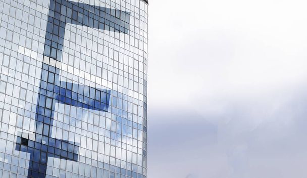 Franc felirat egy felhőkarcoló épületen. Üzleti és pénzügyi koncepció. Kiváló minőségű fénykép - Fotó, kép