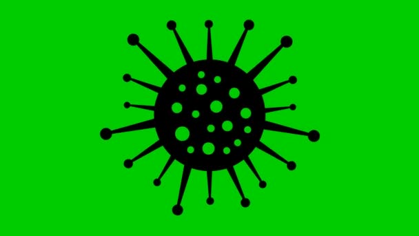 Geanimeerd symbool van viruscel. Vlakke vectorillustratie geïsoleerd op groene achtergrond. Gesloten video. - Video