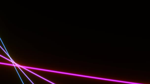 Rayos láser Disparos a través de la esquina del marco Líneas de luz de neón rosa - Imágenes, Vídeo