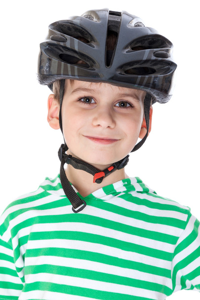 Boy bicyclist with helmet - 写真・画像