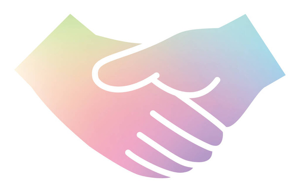 Handshake vector icon on a rainbow background: die cutting - Vector, Image