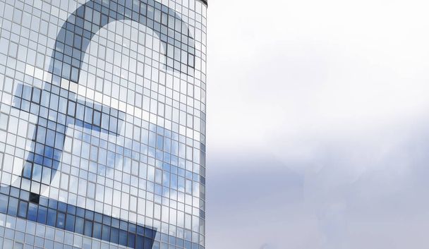 Letrero de libra en un edificio de rascacielos. Concepto empresarial y financiero. Foto de alta calidad - Foto, Imagen