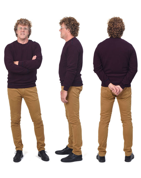 front,back and side view of the same man with various poses - Фото, зображення