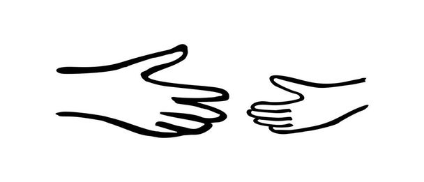 Vektorová ilustrace dvou rukou natahujících se jeden k druhému - Vektor, obrázek