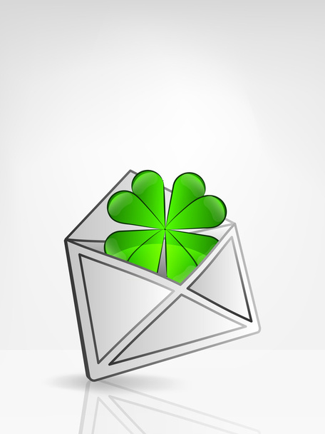 Green cloverleaf in envelope - Vector, Image