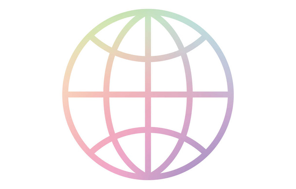 Globus-Vektorsymbol mit Regenbogenfarblinie - Vektor, Bild