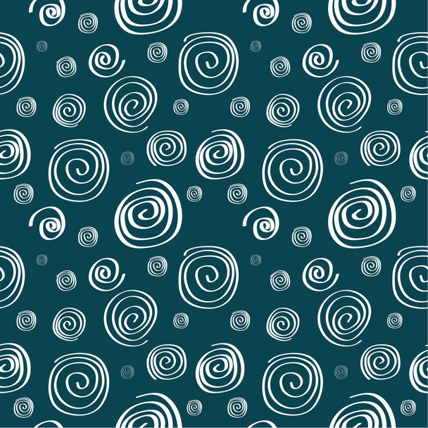Seamless pattern: funny doodles with a white line on a blue background. flat vector. - Vector, Image