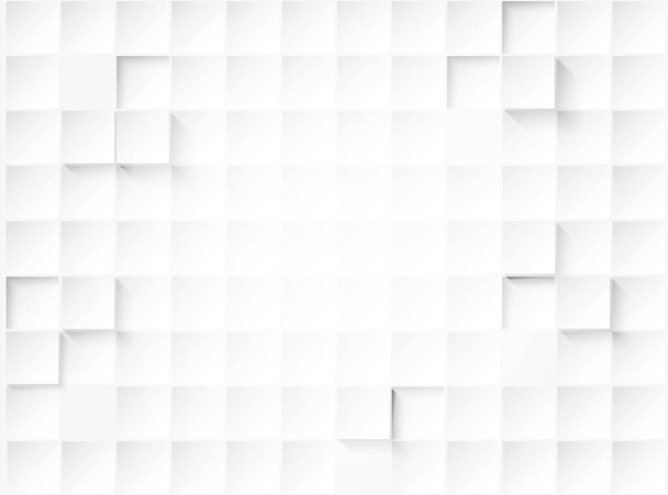 Abstraktes Papier quadratisch weiß Hintergrund, Licht und Schatten. Vektor. - Vektor, Bild