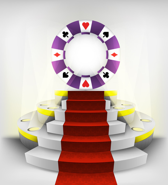 Poker chip on round podium - Vector, Image