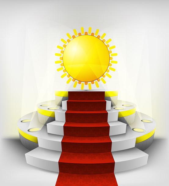 円形表彰台の上の休日太陽 - ベクター画像