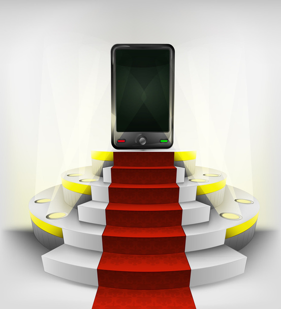 Nový chytrý telefon na kruhové pódium - Vektor, obrázek