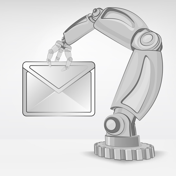 E-mail mensagem segurar por mão robótica automatizada
 - Vetor, Imagem