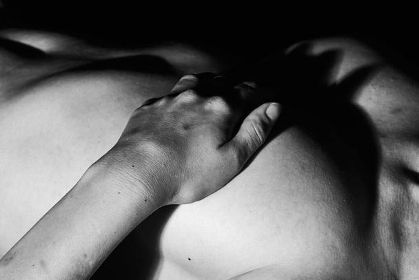 black and white line of the female body, back, hips, buttocks - Zdjęcie, obraz