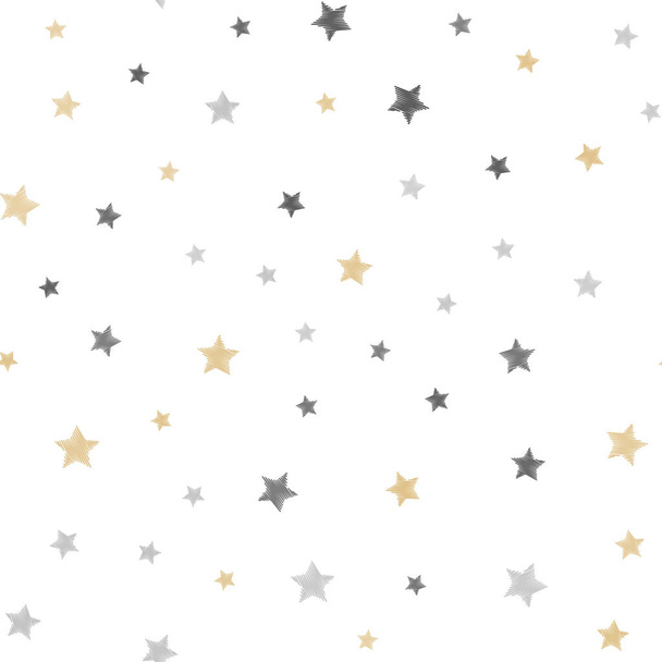 Seamless pattern with golden stars on white background. Vector. - Вектор,изображение