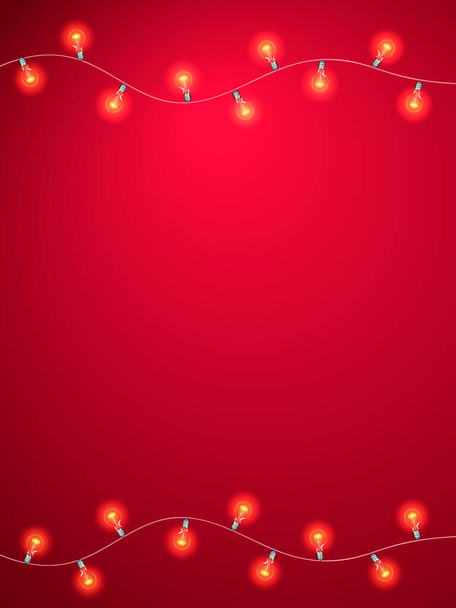 Light bulbs garland on a red background. Vector stock illustration for poster or banner - Vektor, Bild