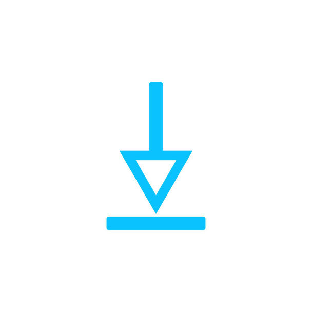 Pfeil nach unten Symbol flach. Blaues Piktogramm auf weißem Hintergrund. Vektorillustration Symbol - Vektor, Bild