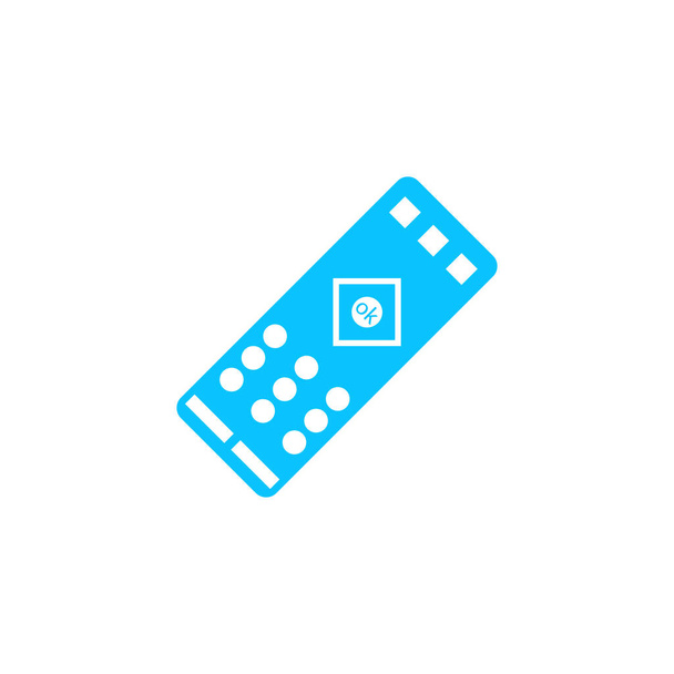 TV remote icon flat. Blue pictogram on white background. Vector illustration symbol - Vector, Image