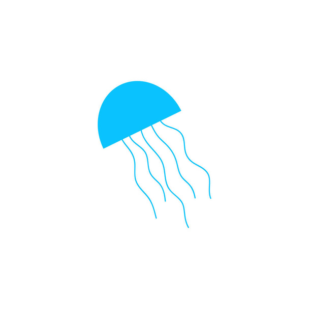 Icono de medusa plano. Pictograma azul sobre fondo blanco. Símbolo ilustración vectorial - Vector, Imagen