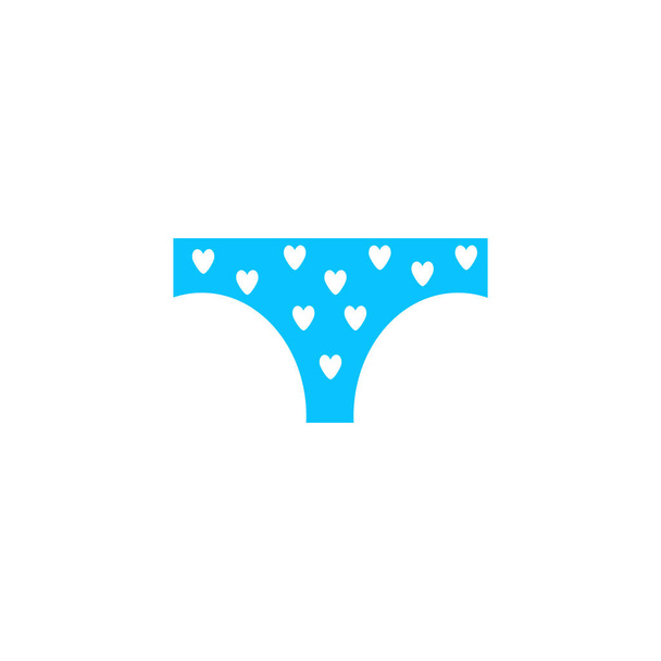 Трусики для женщин с плоскими иконками сердца. Синяя пиктограмма на белом фоне. Векторная иллюстрация - Вектор,изображение