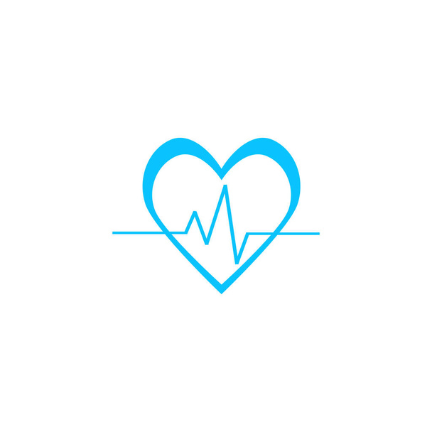 Ícone de batimento cardíaco plano. Pictograma azul sobre fundo branco. Símbolo da ilustração vetorial - Vetor, Imagem