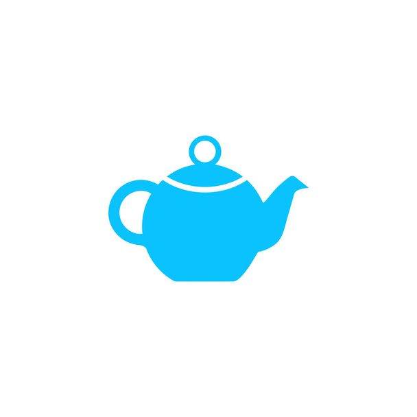 чайник для плоской иконки чая. Синяя пиктограмма на белом фоне. Векторная иллюстрация - Вектор,изображение