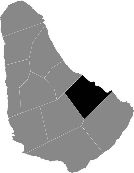 バルバドスの灰色の地図の中のセントジョン教区の黒い場所 - ベクター画像