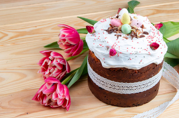 Easter Cakes - Traditional Kulich, Paska Easter Bread. Traditional Easter spring - Фото, зображення