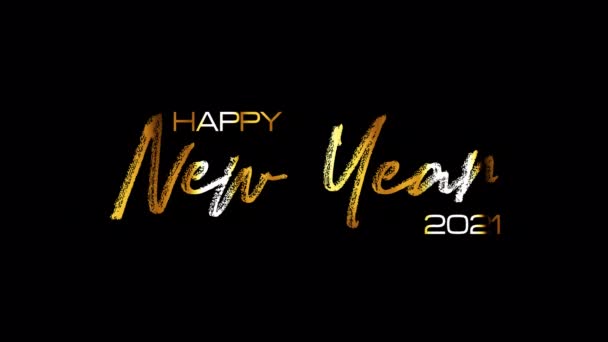 Happy New Year 2021 gouden tekst met naadloze lus licht gloeiende effect animatie geïsoleerd met alfa-kanaal Quicktime Prores 444 coderen voor overlay op uw project. 4K 3D looping typografie ontwerp. - Video