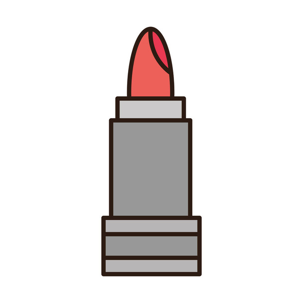 lippenstift make-up cosmetische accessoire lijn en vul pictogram - Vector, afbeelding
