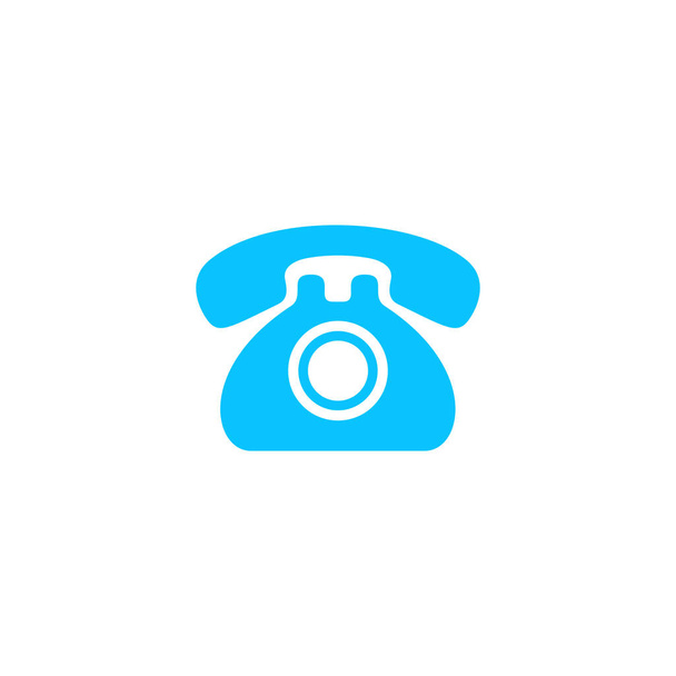 Vieil icône de téléphone plat. Pictogramme bleu sur fond blanc. Illustration vectorielle symbole - Vecteur, image