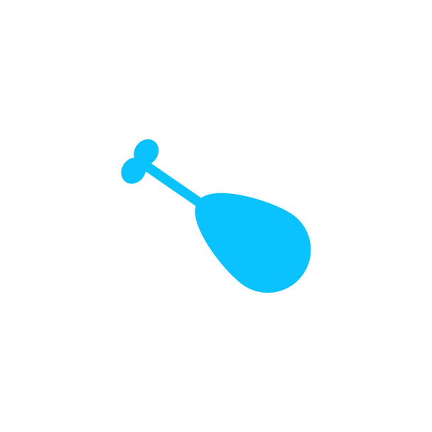 Жареная икона куриной ножки плоская. Синяя пиктограмма на белом фоне. Векторная иллюстрация - Вектор,изображение