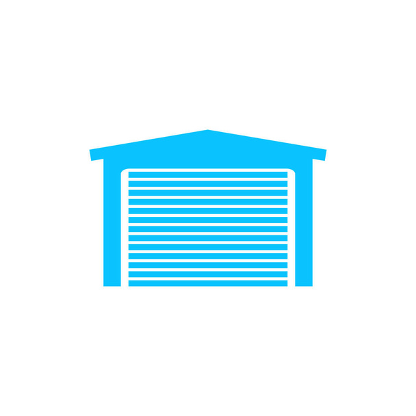 Garage-Ikone flach. Blaues Piktogramm auf weißem Hintergrund. Vektorillustration Symbol - Vektor, Bild