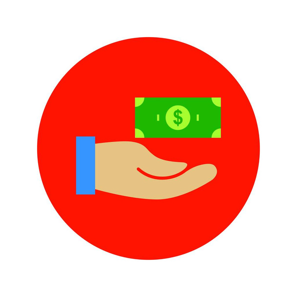 Lapos kézben tartó bankjegy kör ikon - Vektor, kép