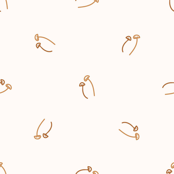 Nahtlose Hintergrund enoki Pilz geschlechtsneutrale Muster. Skurrile minimale erdige 2-Ton-Farbe. Kinderstube Tapete oder Boho Cartoon Pilze Mode auf der ganzen drucken.  - Vektor, Bild