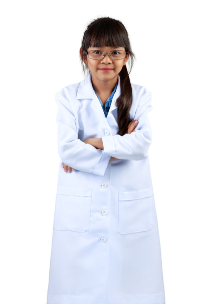 Cute little asian girl dressed like a doctor - 写真・画像