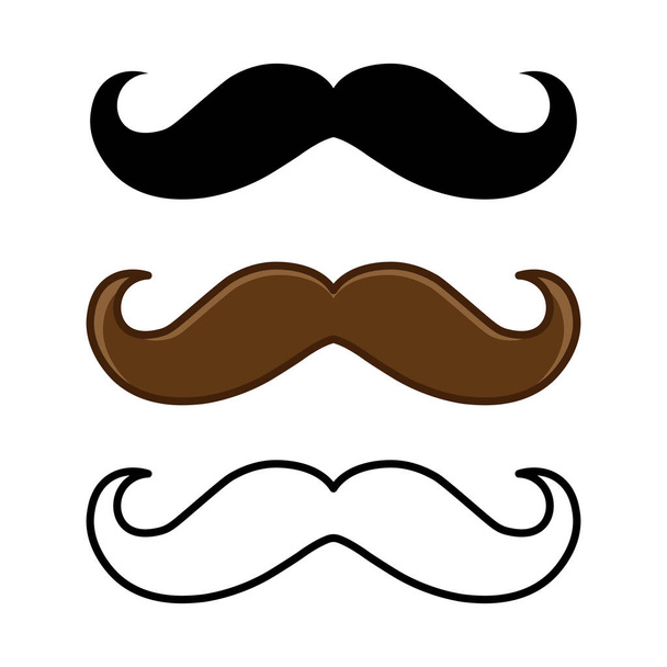 Mustache icon set. Mustaches designed in different styles. Isolated vector illustration. - Vector, Image