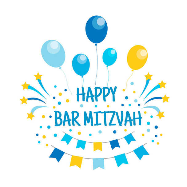 Happy Bar Mitzvah invitación o tarjeta de felicitación. Vector - Vector, Imagen