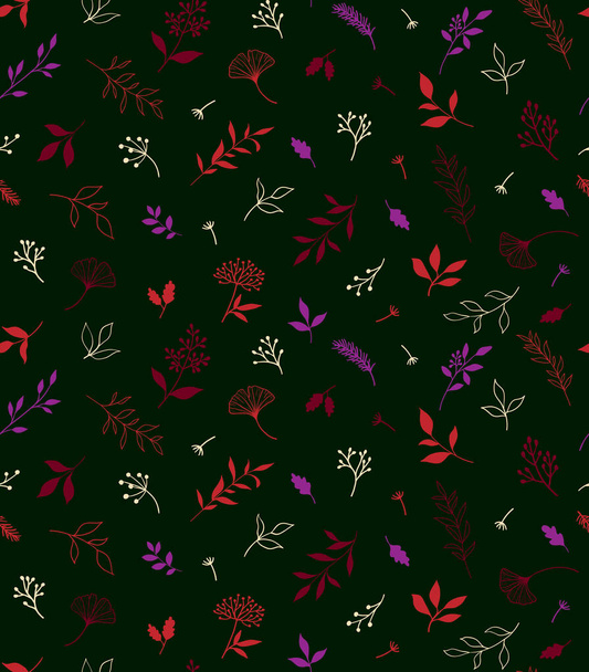 Elegant seamless pattern with plants and herbs. Hand drawn vector illustration. EPS 10 - ベクター画像