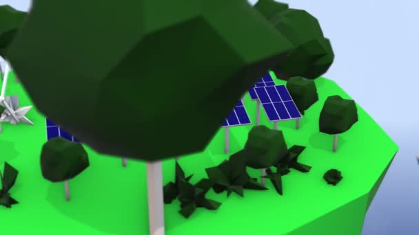 4k wideo słonecznych paneli elektrycznych w zielonym polu. - Materiał filmowy, wideo