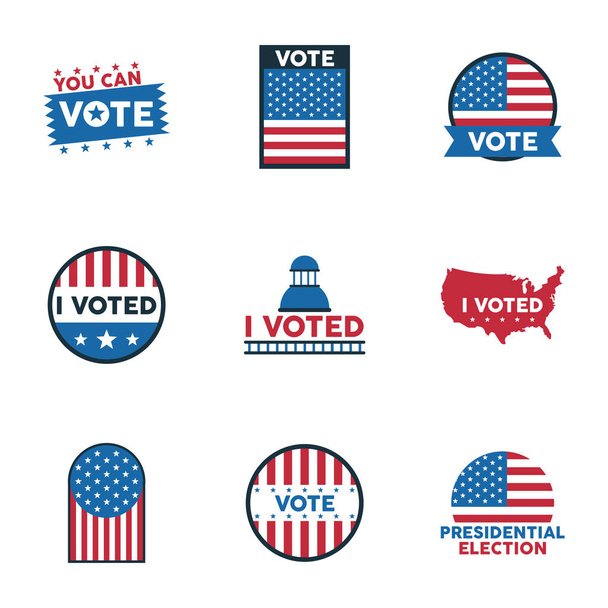 bundle of nine usa presidential election icons - Vector, Image