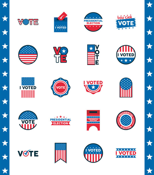 paquete de veinte EE.UU. iconos de las elecciones presidenciales - Vector, imagen